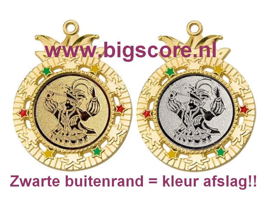M166 Carnaval medaille goud ingekleurd 